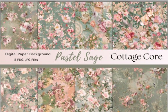 Download Pastel Sage Cottage Core Digital Paper - Premium Resources